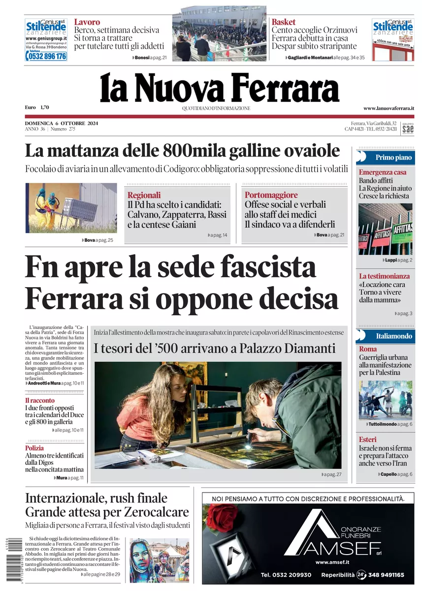 Prima-pagina-nuova ferrara-oggi-edizione-del-2024-10-06